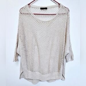 Tiger of Sweden S 100% Lenin  Hollow Out Fishnet Knit Loose Boho Sheer Sweater